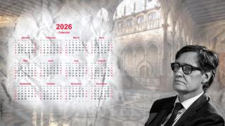 Fotomontaje de Salvador Illa junto a un calendario de 2026