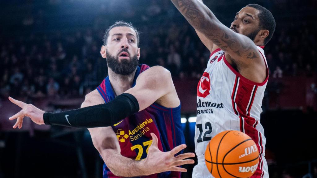 Toko Shengelia, durant la victòria del Barça de bàsquet contra el Casademont Zaragoza