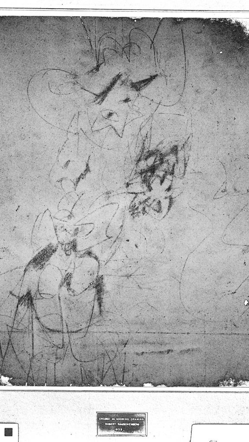 Dibujo de De Kooning borrado, de Robert Rauschenberg, a través de rayos infrarrojos
