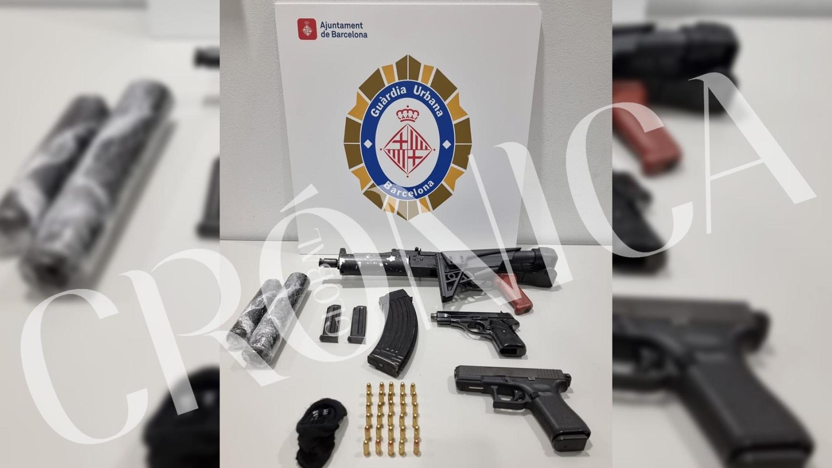 Armas incautadas por la Guardia Urbana de Barcelona