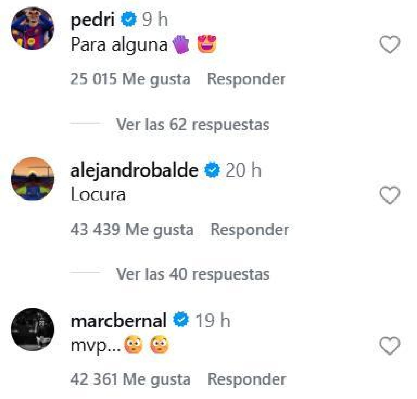 Pedri, Alejandro Balde y Marc Bernal, asombrados con la exhibición de Joan García en el derbi Espanyol-Barça