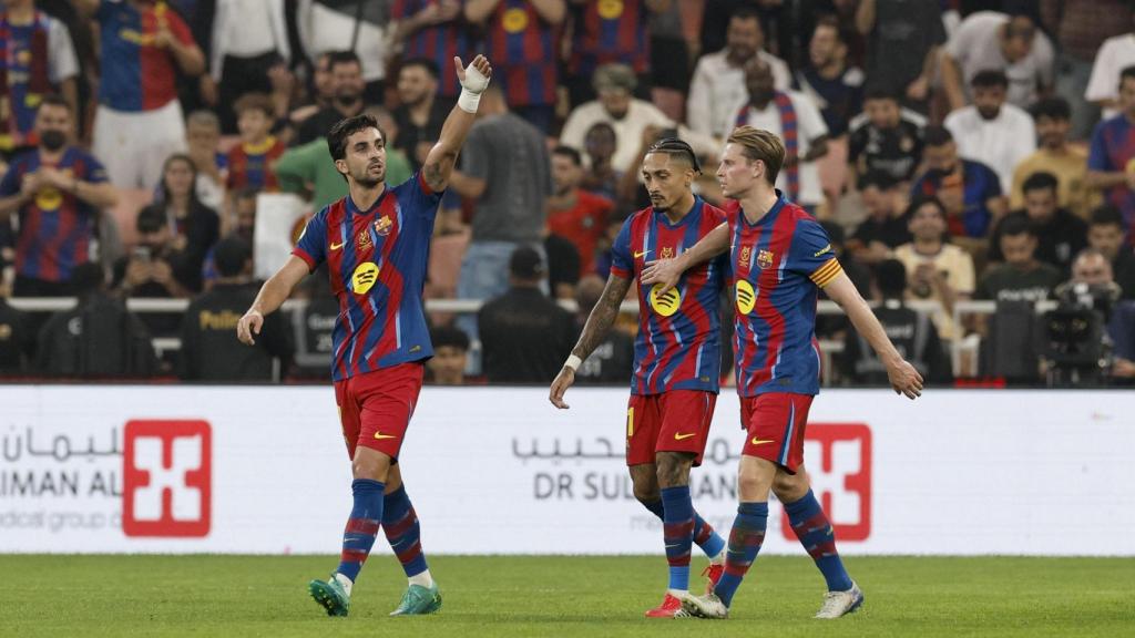 Ferran Torres celebra su gol en el Barça-Athletic Club de la Supercopa