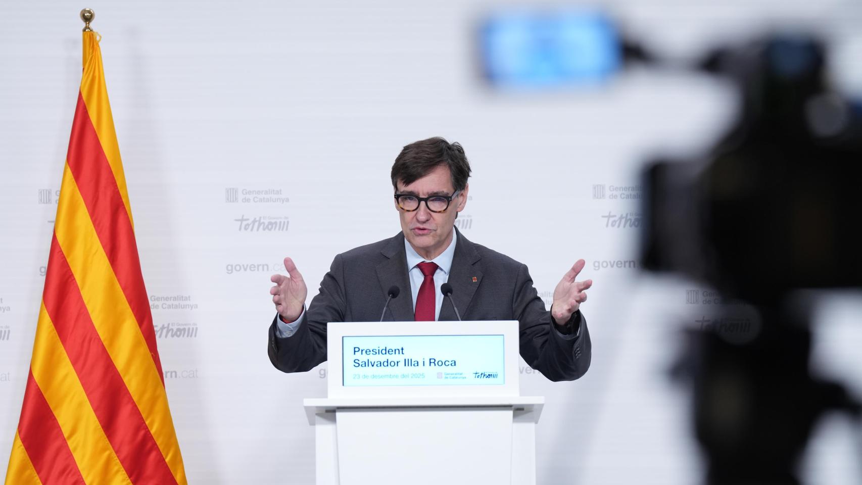 El presidente de la Generalitat, Salvador Illa, durante una rueda de prensa tras la reunión del Consell Executiu