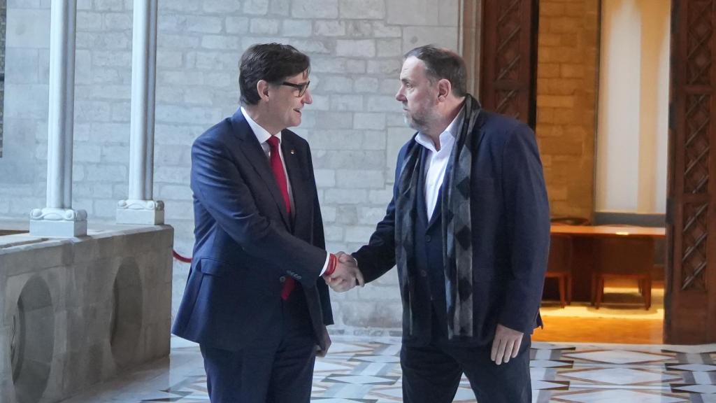 Salvador Illa, se reúne con el presidente de ERC, Oriol Junqueras, a 9 de enero de 2026