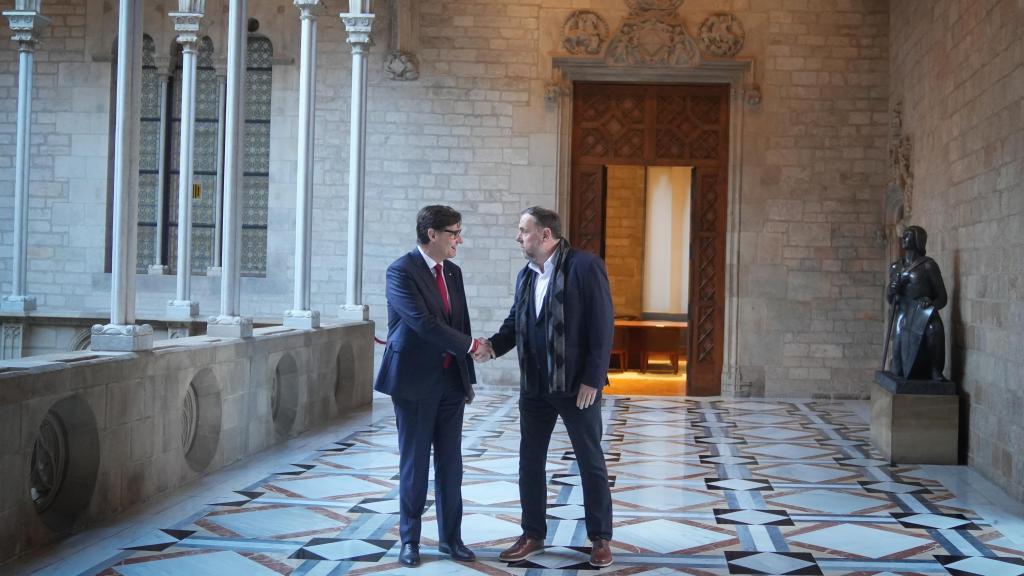 Salvador Illa, es reuneix amb el president d'ERC, Oriol Junqueras, el 9 de gener de 2026