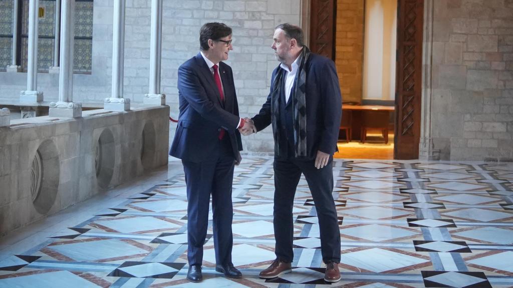Salvador Illa, se reúne con el presidente de ERC, Oriol Junqueras, a 9 de enero de 2026