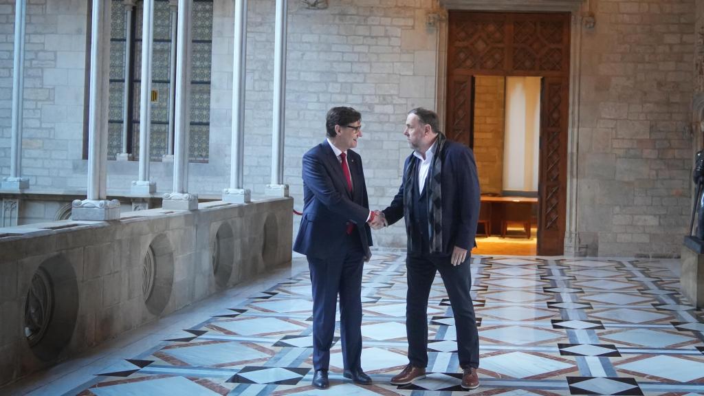 Salvador Illa, se reúne con el presidente de ERC, Oriol Junqueras, a 9 de enero de 2026
