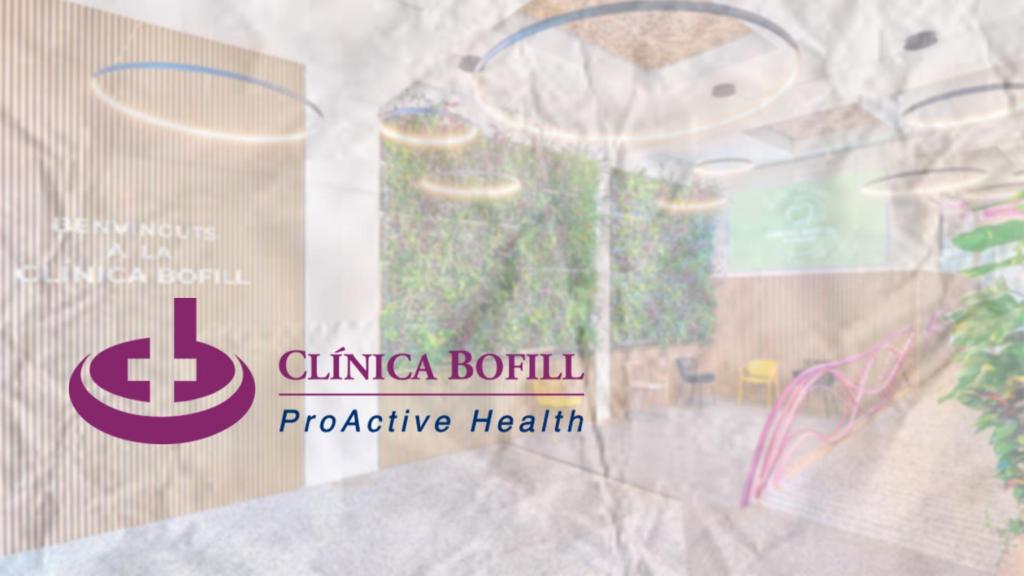 El logo del grupo Clínica Bofill y el acceso a su hospital matriz en Girona