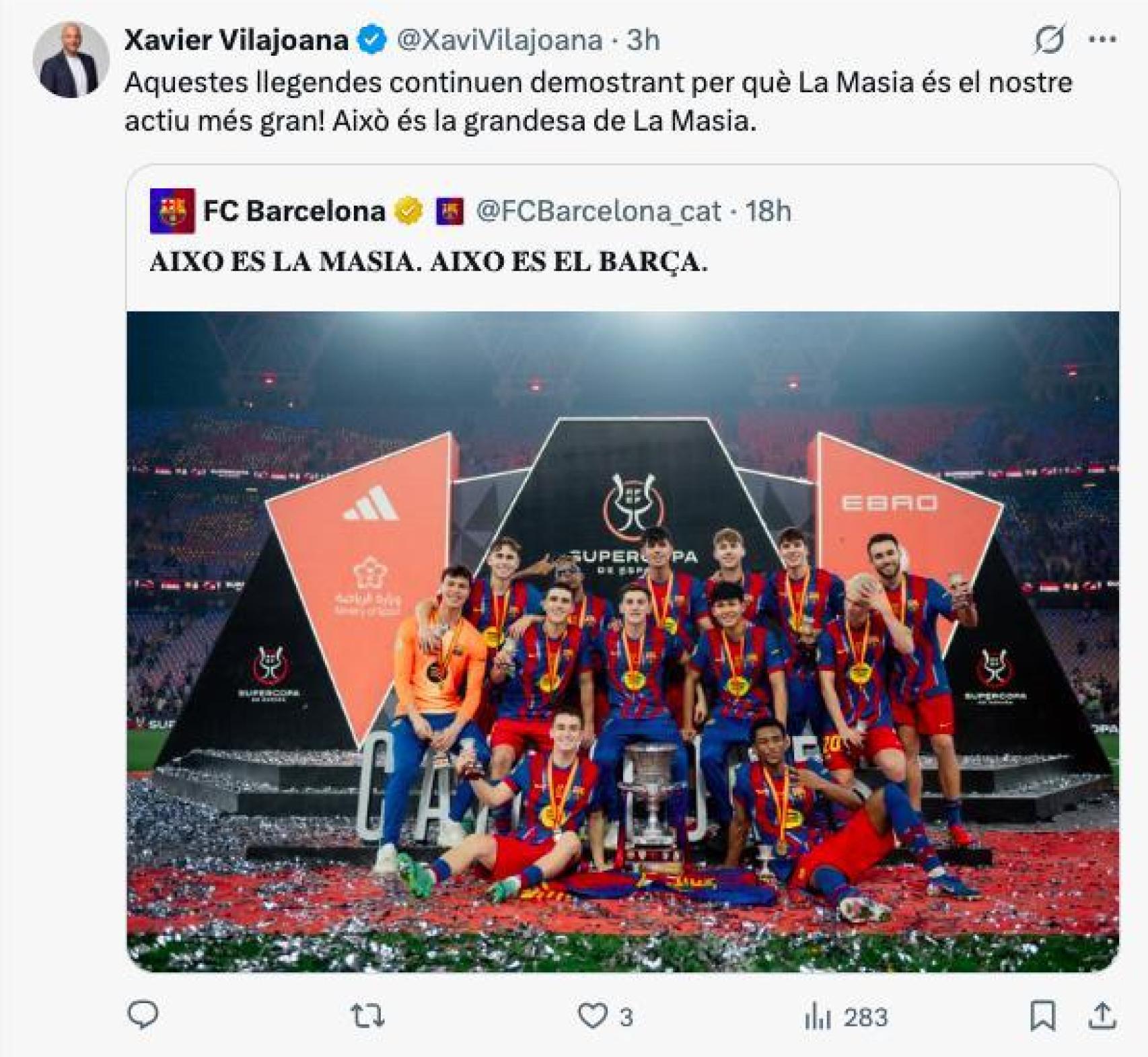 Xavi Vilajoana celebra la consecución de la Supercopa