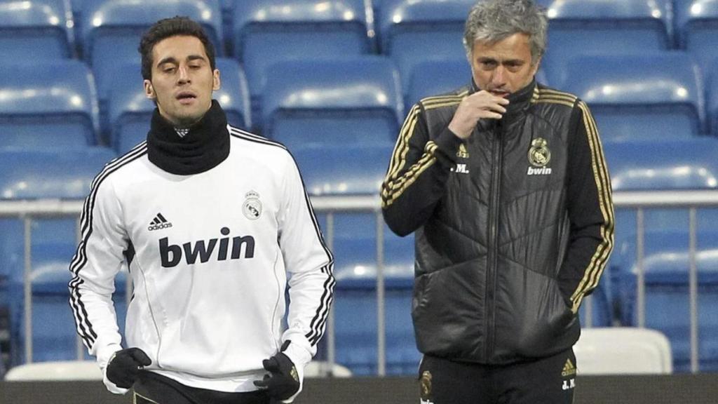 Álvaro Arbeloa, durant un entrenament durant l'etapa de José Mourinho al Reial Madrid