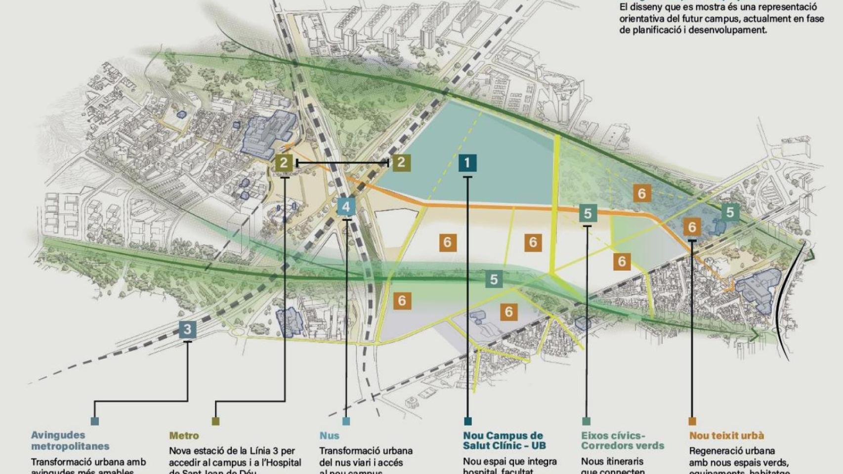 Plano del Campus del Hospital Clínic en Diagonal