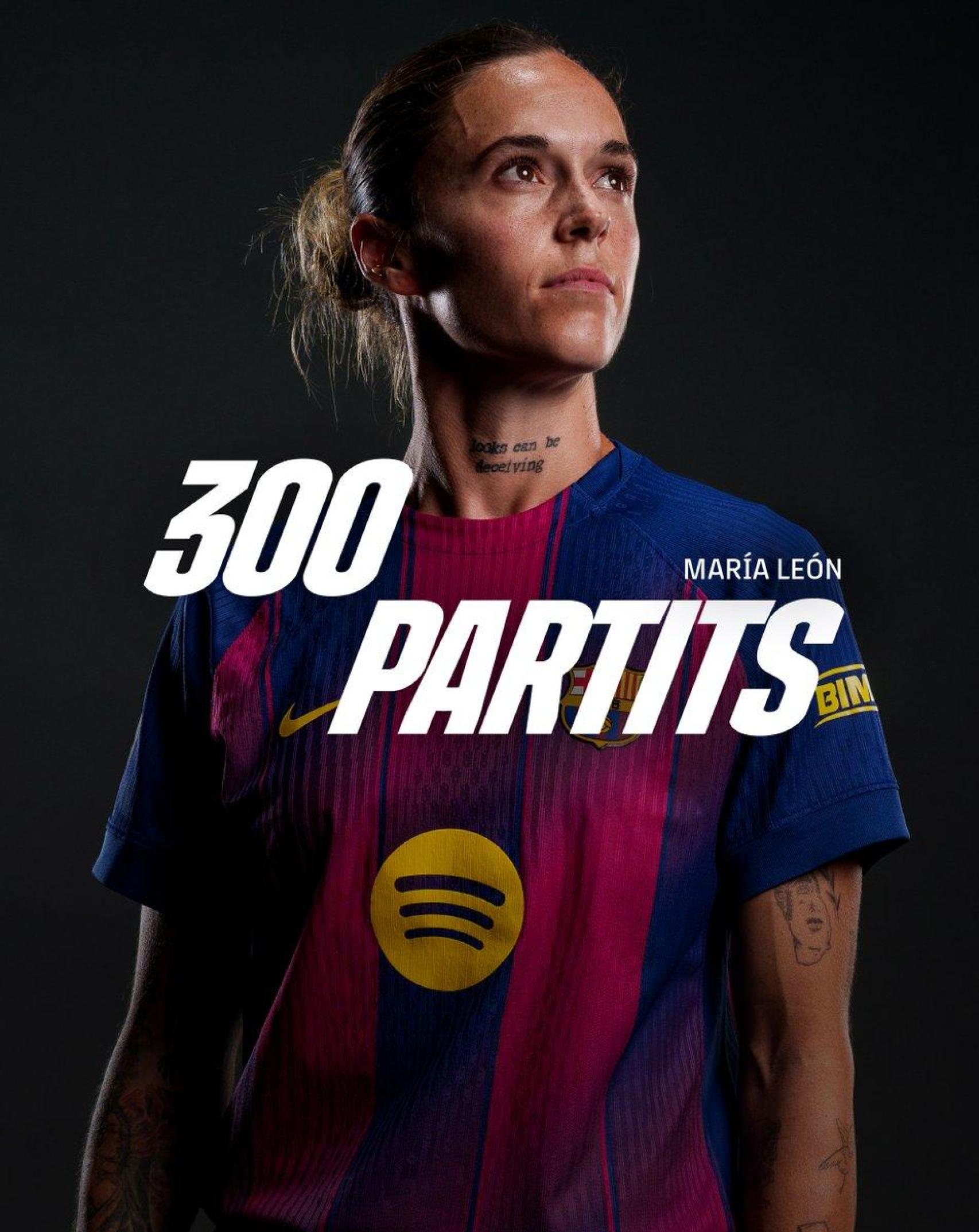 Mapi León cumple 300 partidos con la camiseta del Barça Femenino