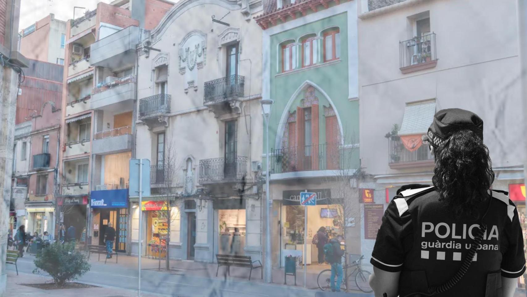 Un montaje con Molins de Rei de fondo de pantalla y una agende de la Guardia Urbana