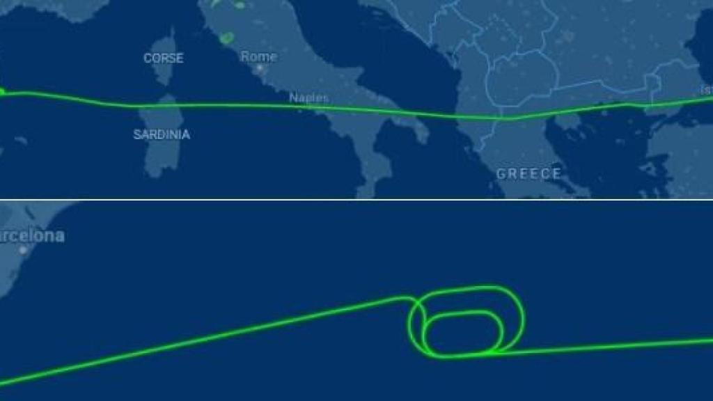 Recorrido del vuelo TK1853 de Estambul a Barcelona el jueves 15 de enero de 2026 que ha aterrizado de emergencia en Barcelona por una amenaza de bomba