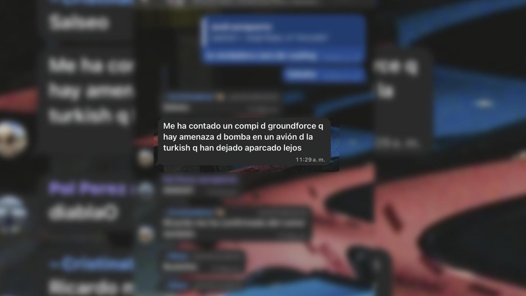 Conversación de Whatsapp entre los trabajadores del Aeropuerto de El Prat