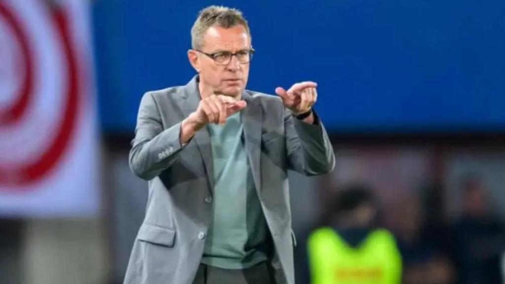 Ralf Ragnick, en un partido con la selección de Austria