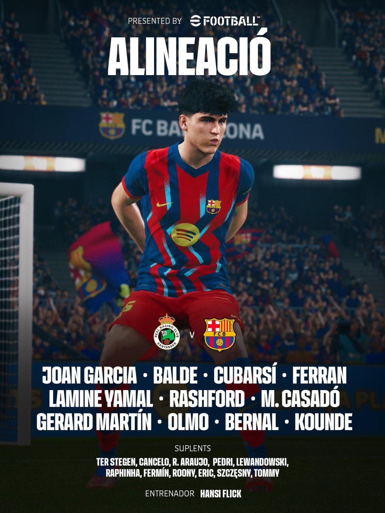 L'onze del Barça per enfrontar-se al Racing de Santander a la Copa del Rei