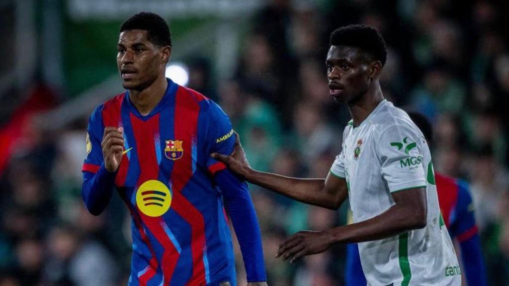 Marcus Rashford en el Racing-Barça de la Copa del Rey