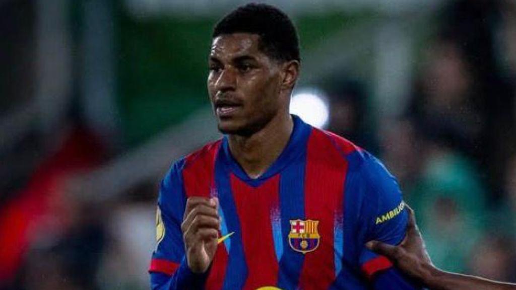 Marcus Rashford en el Racing-Barça de la Copa del Rey
