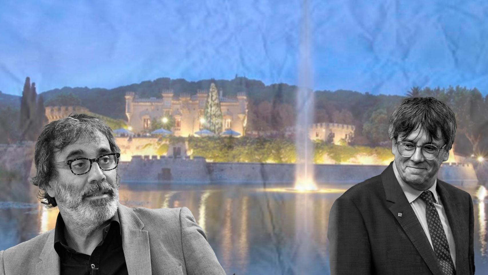 Tatxo Benet y Puigdemont, con el castillo de Can Jalpí en Arenys de fondo