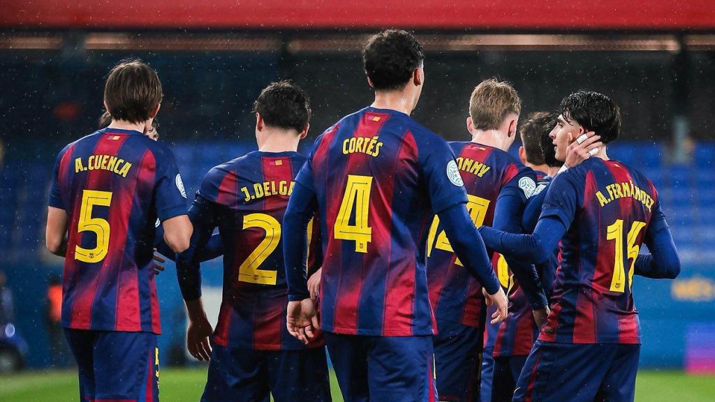 Los jugadores del Barça B celebran un gol contra el Andratx