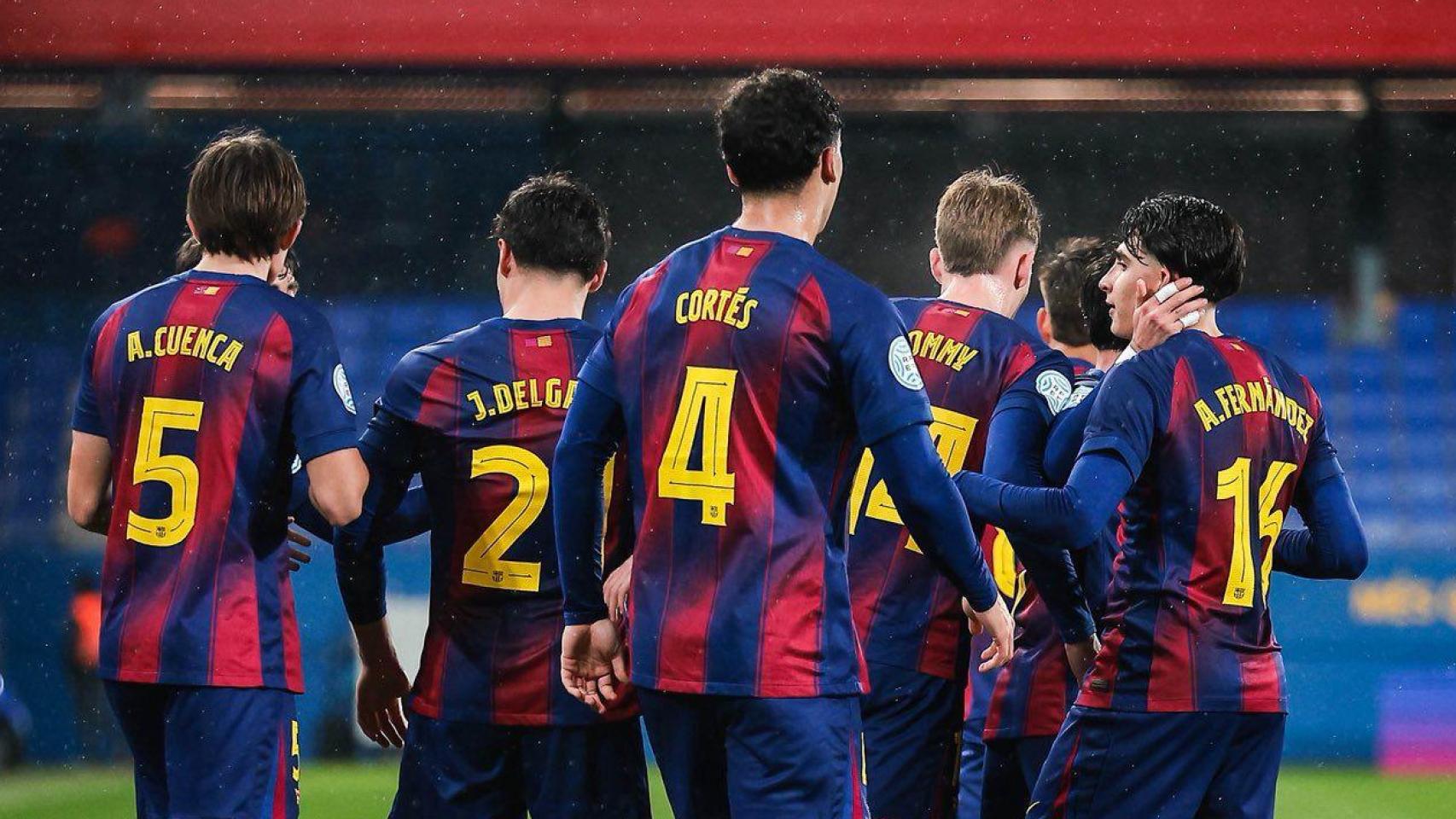 Los jugadores del Barça B celebran un gol contra el Andratx