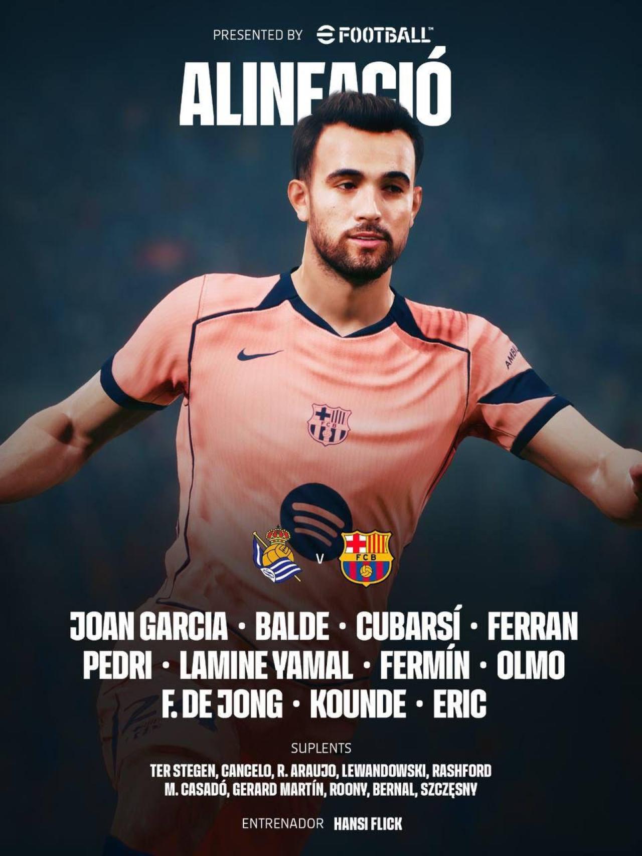 La alineación del Barça para enfrentarse a la Real Sociedad en Anoeta