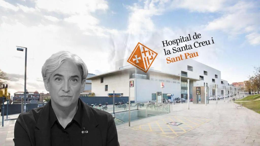 Ada Colau, exalcaldesa de Barcelona, y la fachada del Hospital Sant Pau de Barcelona