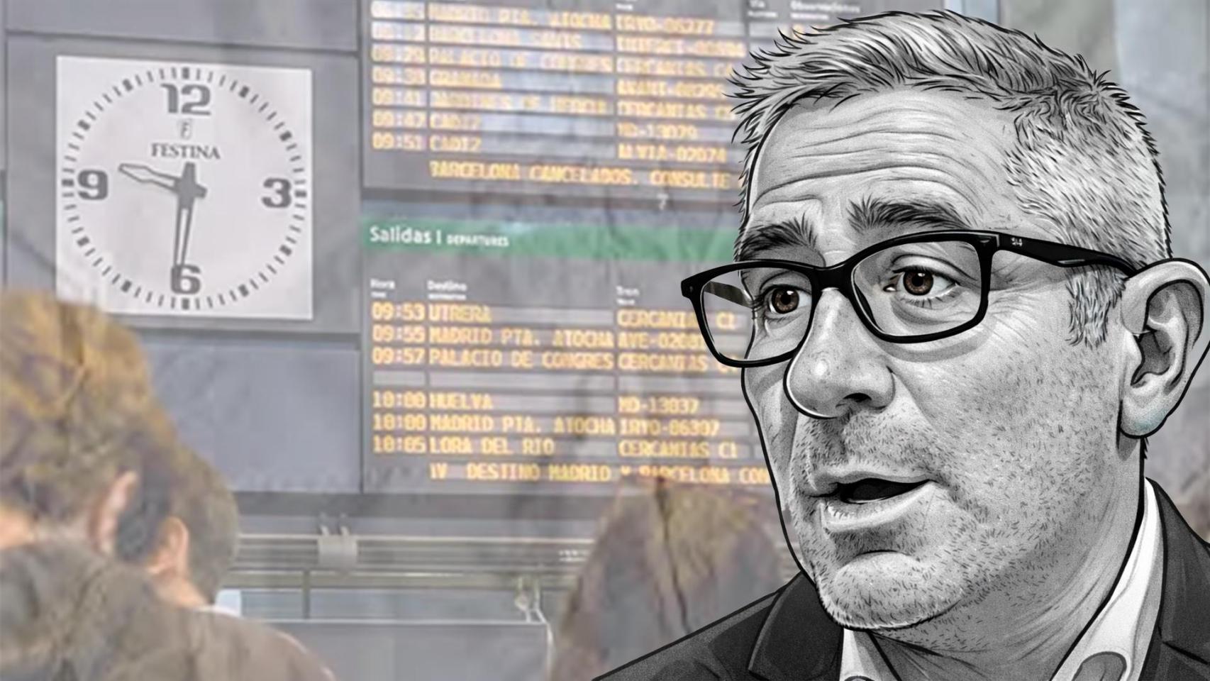 Fotomontaje de Antonio Carmona, portavoz de Renfe en Cataluña