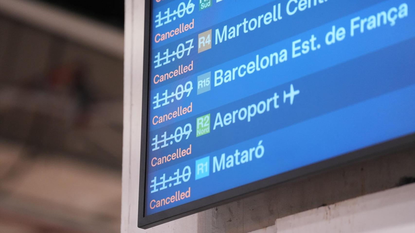 Sants informa de la suspensión del servicio de Rodalies