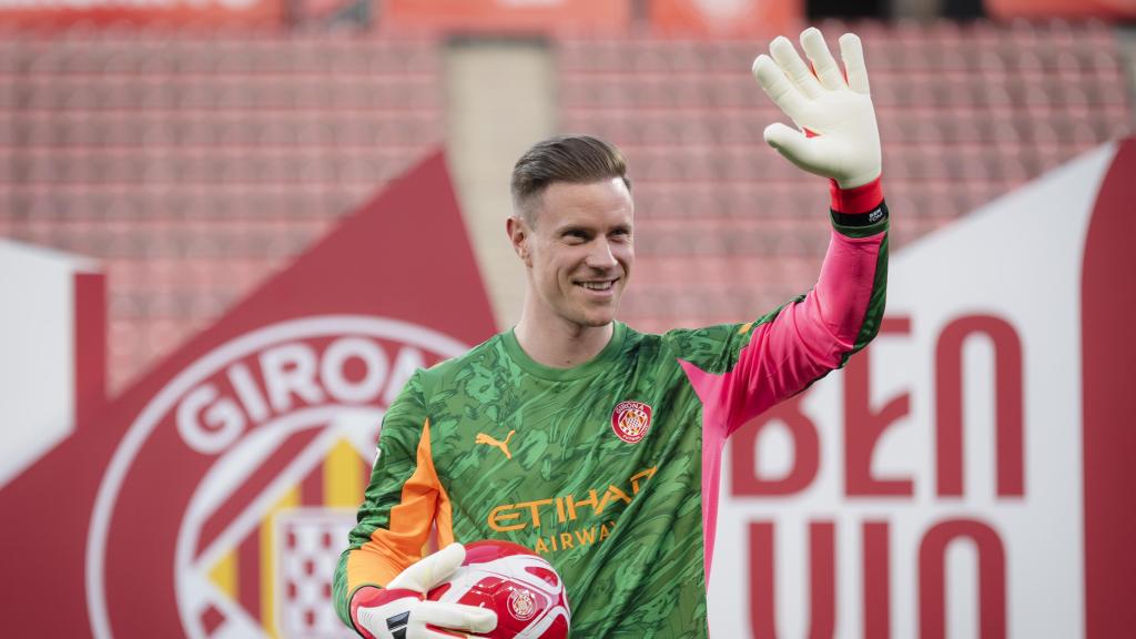 Ter Stegen, en su presentación con el Girona FC en Montilivi