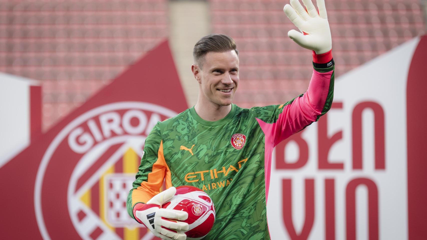 Ter Stegen, en su presentación con el Girona FC en Montilivi
