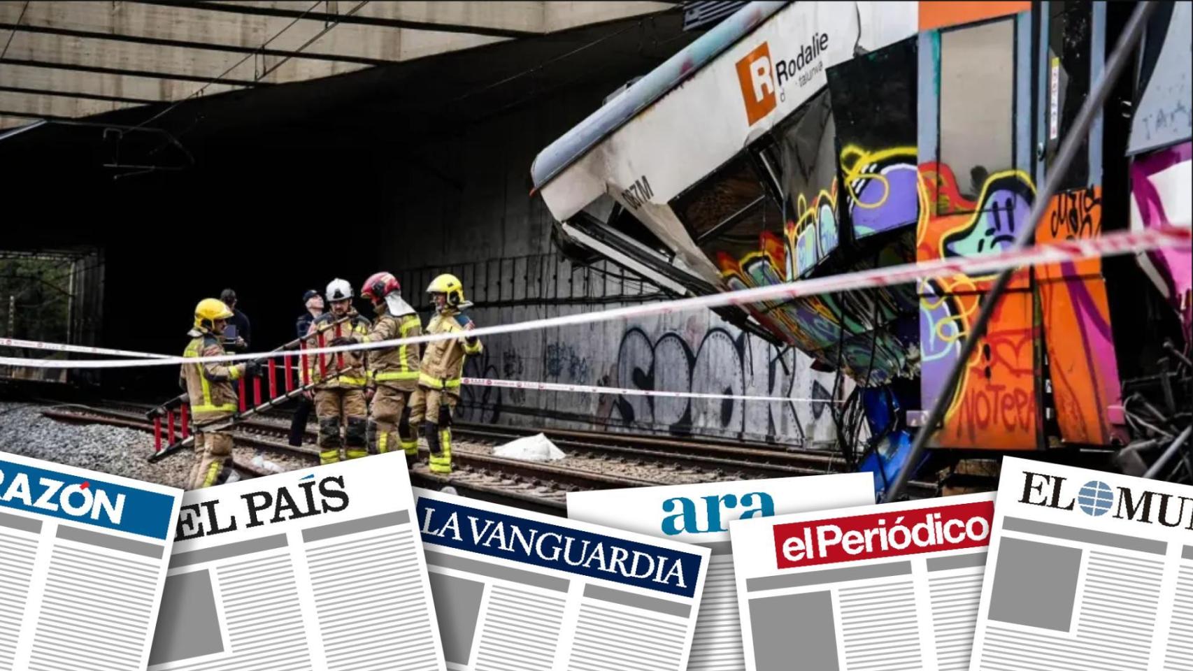 Fotomontaje del accidente de tren el Gelida