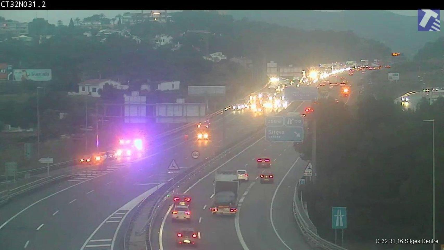 Corte de la C-32 en Sitges