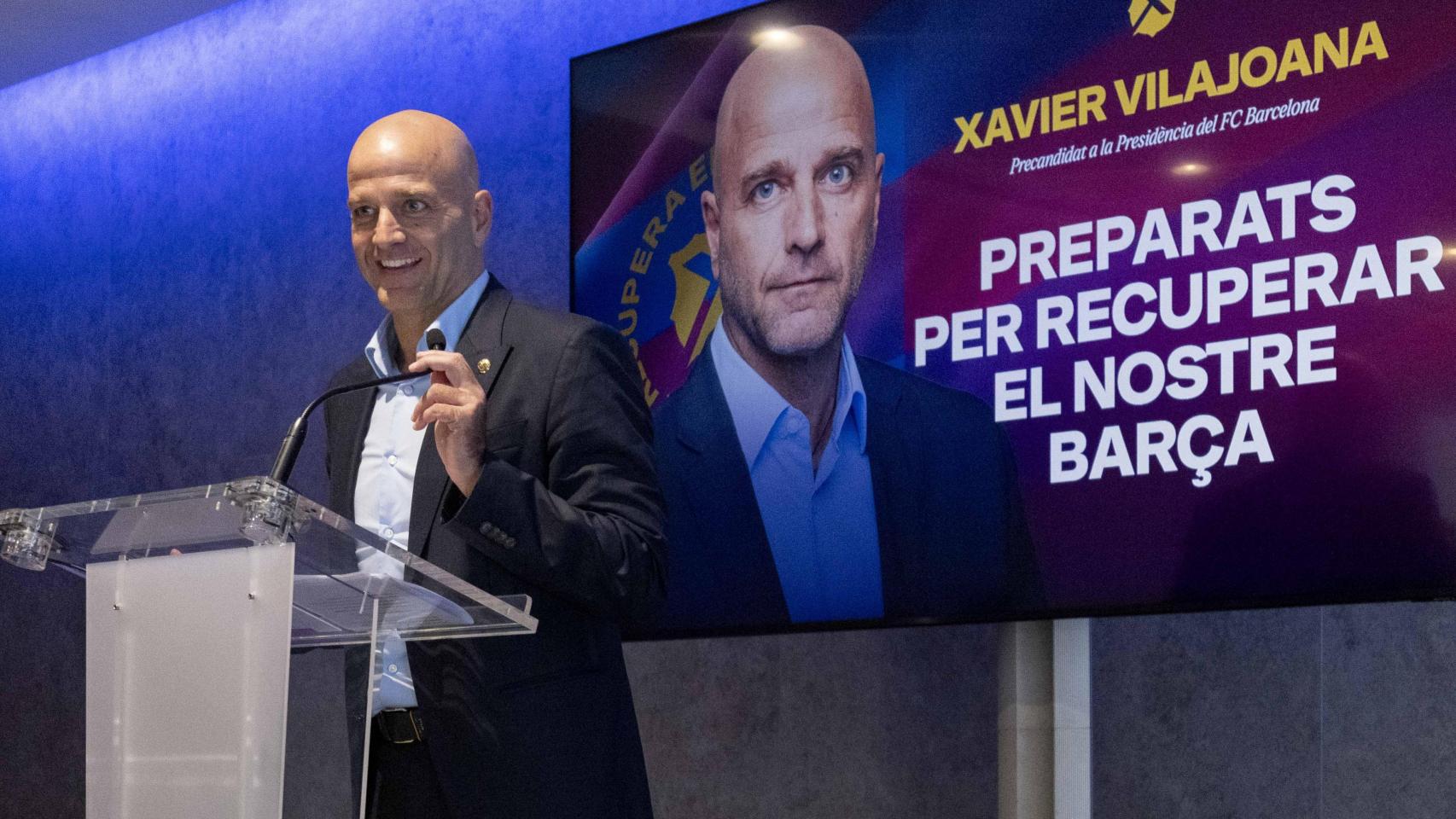 Xavi Vilajoana en la presentación de su precandidatura a las elecciones por la presidencia del Barça
