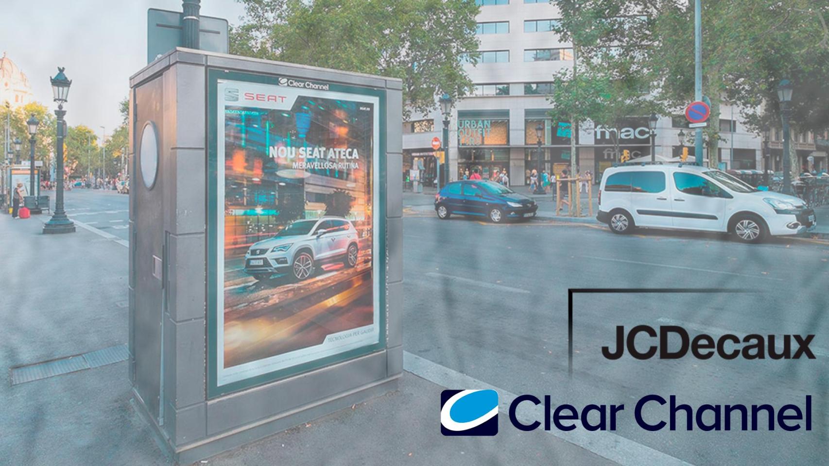Fotomontaje con los logotipos de JCDecaux y Clear Channel