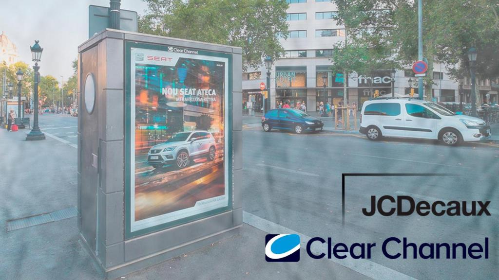 Fotomontaje con los logotipos de JCDecaux y Clear Channel