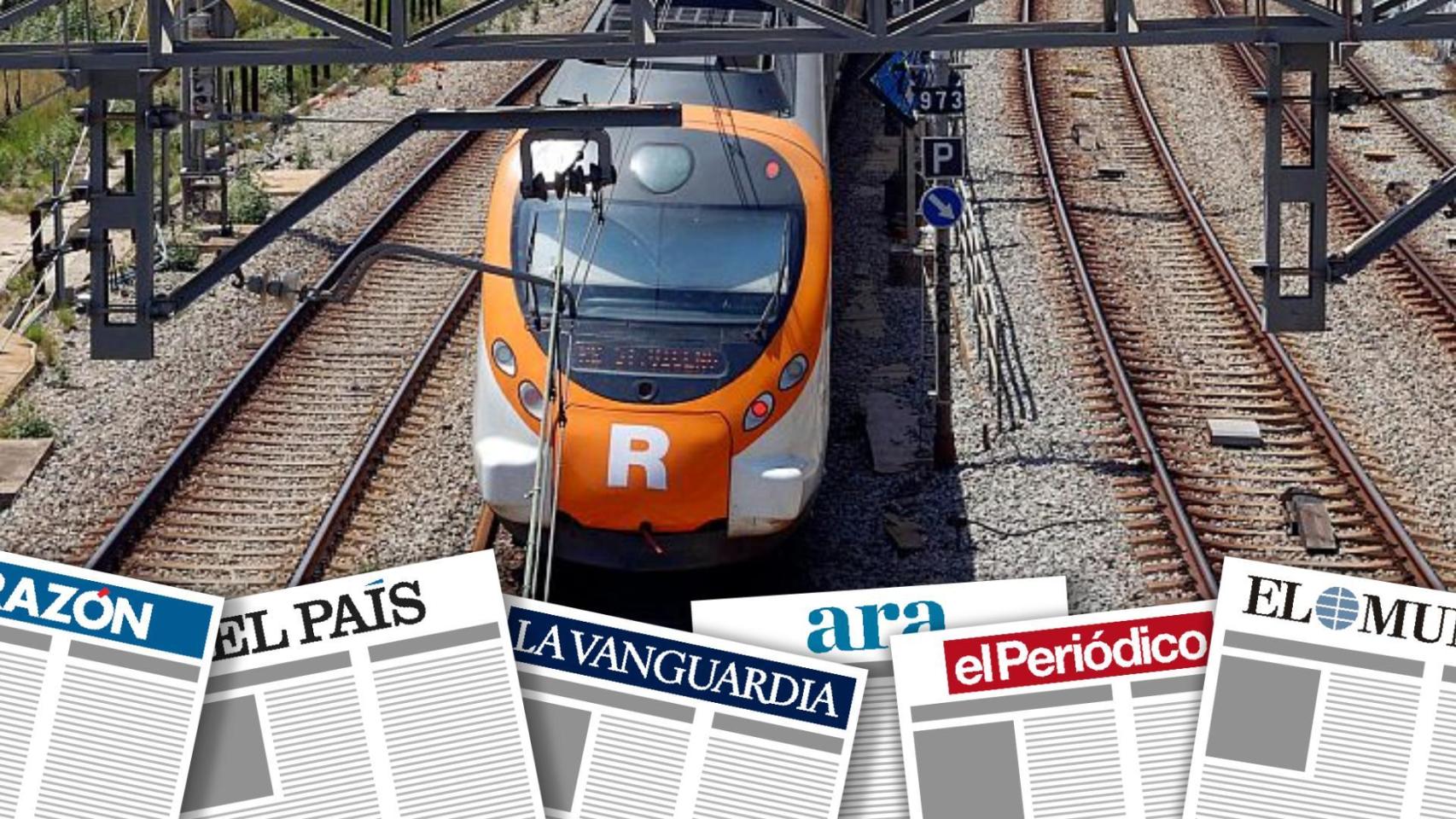 Fotomontaje con un tren de Rodalies