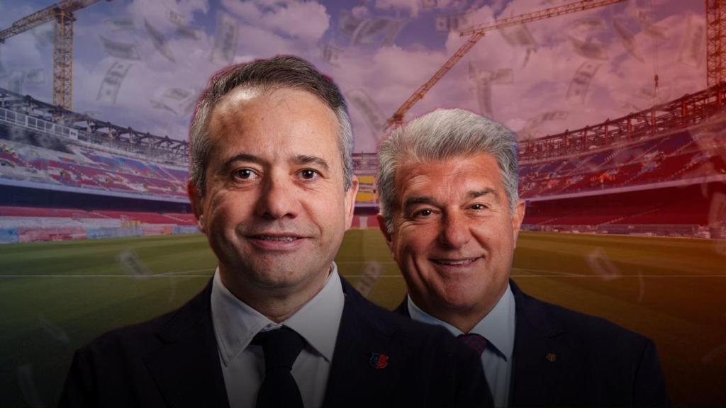 Àngel Riudalbas y Joan Laporta en un montaje