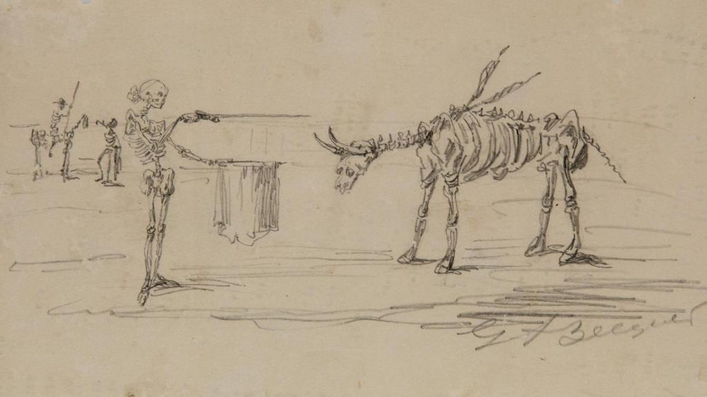 Dibujo humorístico de Gustavo Adolfo Bécquer procedente de una colección particular madrileña.