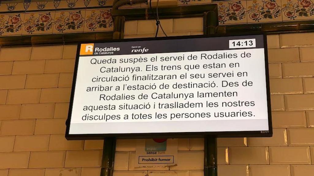 Anuncio de Rodalies sobre el cierre del servicio hoy sábado