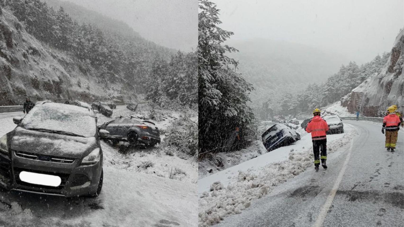 Los Bombers de la Generalitat asisten a pasajeros de decenas de vehículos en Lleida