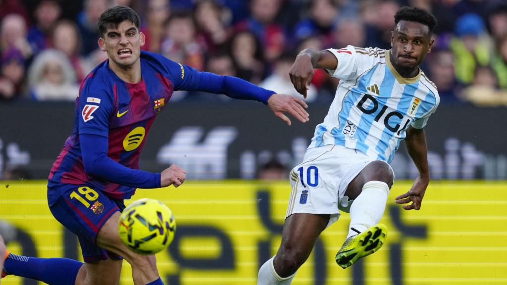 Gerard Martín en el Barça-Real Oviedo de la Liga