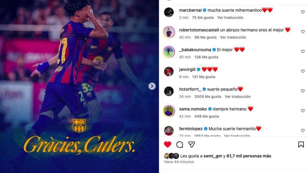 El vestuario del Barça se vuelca con Dro Fernández en Instagram, en su carta de despedida