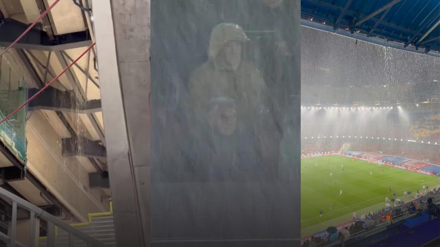 El chaparrón en el nuevo Camp Nou, en un fotomontaje