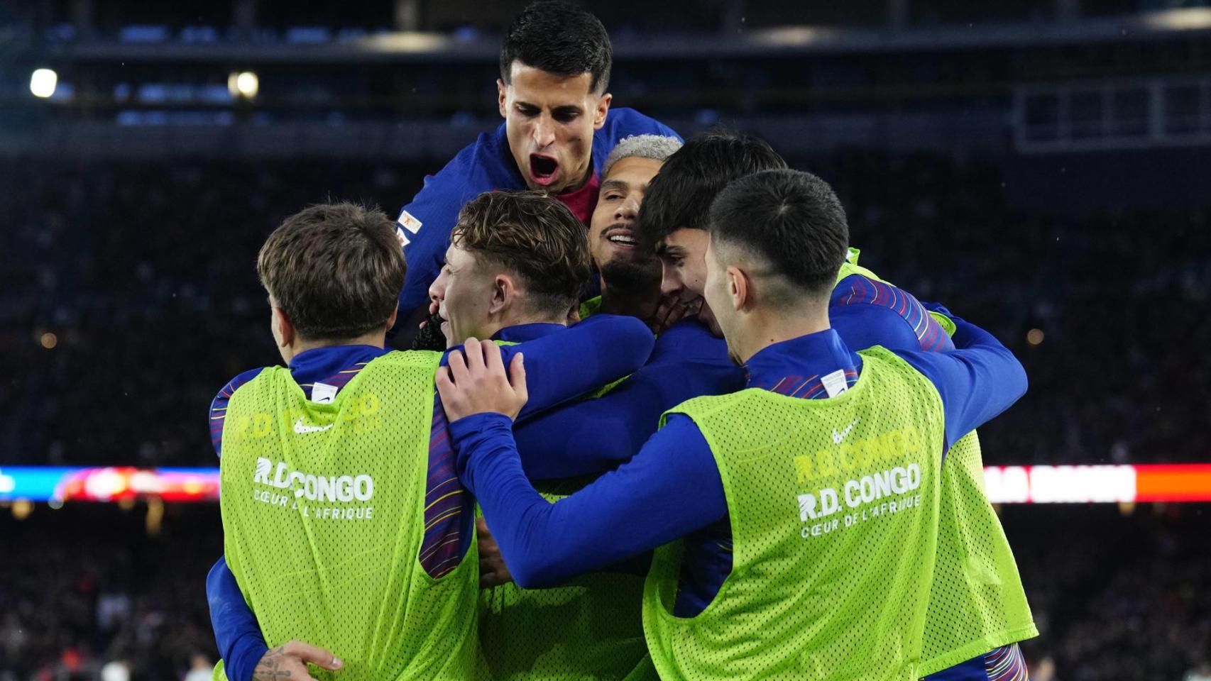 El Barça celebra un gol ante el Real Oviedo