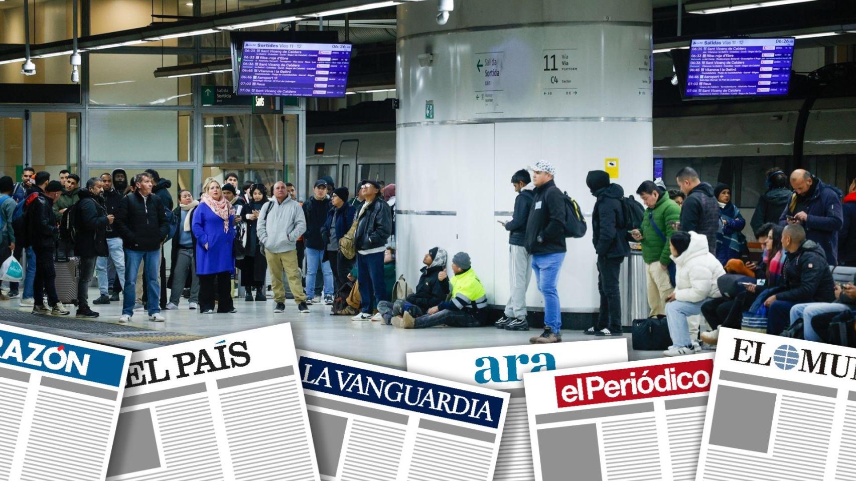 Pasajeros agolpados en un andén de Rodalies