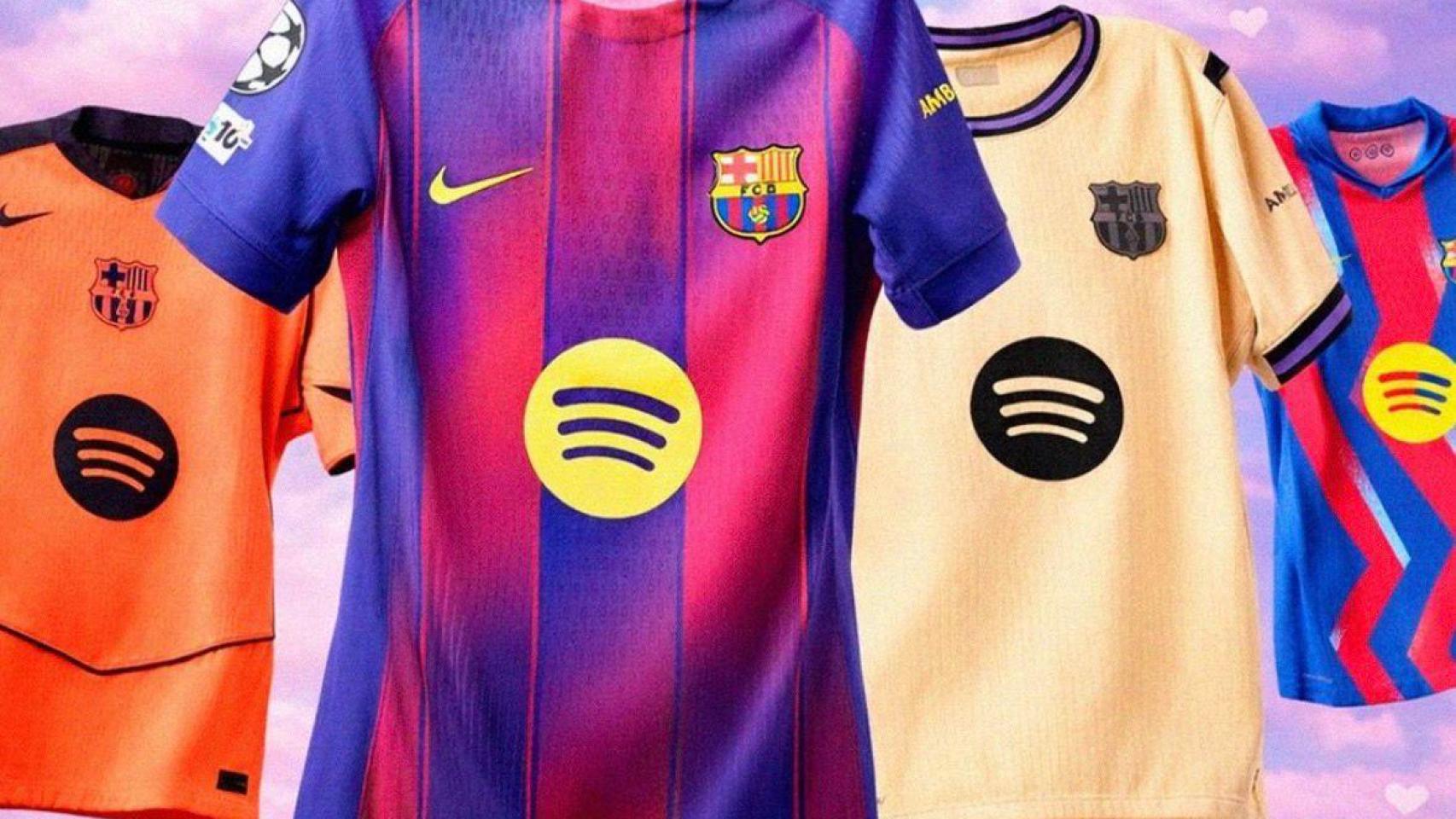 Las cuatro camisetas de partido oficiales del Barça en la temporada 2025-26