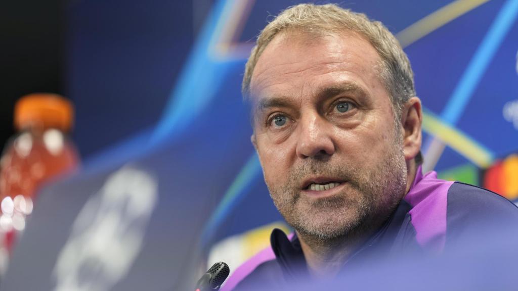 Hansi Flick en la rueda de prensa previa al Barça-Copenhague