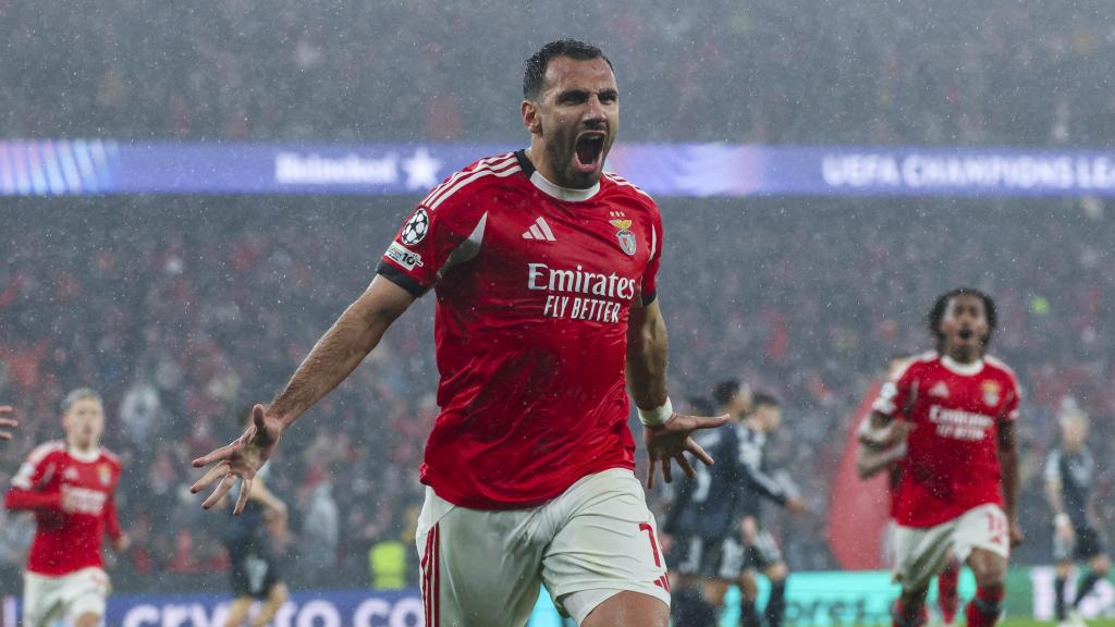 Vangelis Pavlidis celebra el segon gol del Benfica contra el Reial Madrid